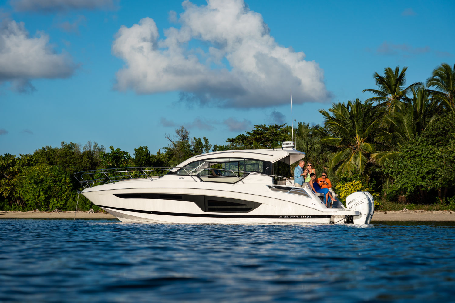 Four Winns boat with white hull