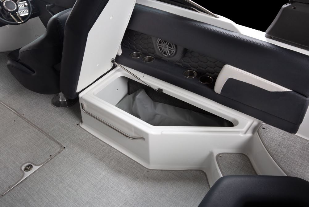 13 storage area under seat