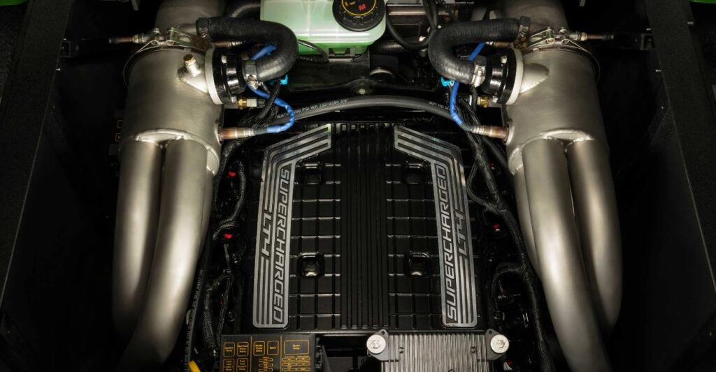 close up of the engine