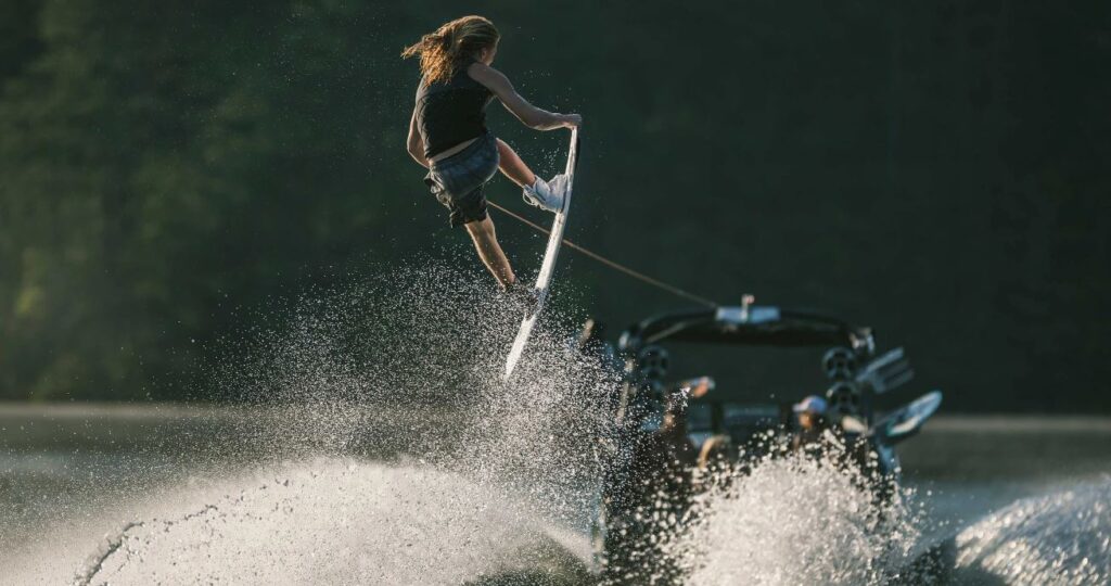 person on wake board doing a stunt