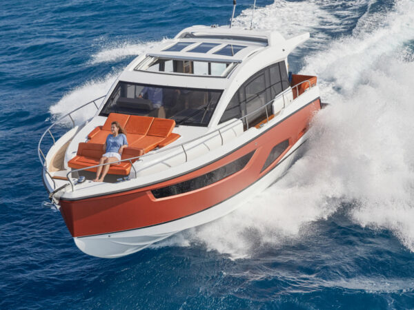 Sealine C430, with an orange hull