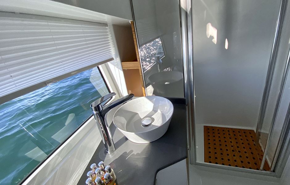 bathroom sink and shower