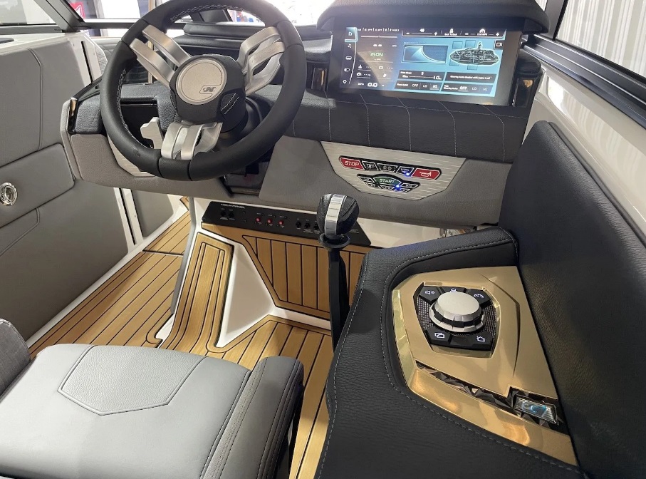 driving area with stearing wheel and screen