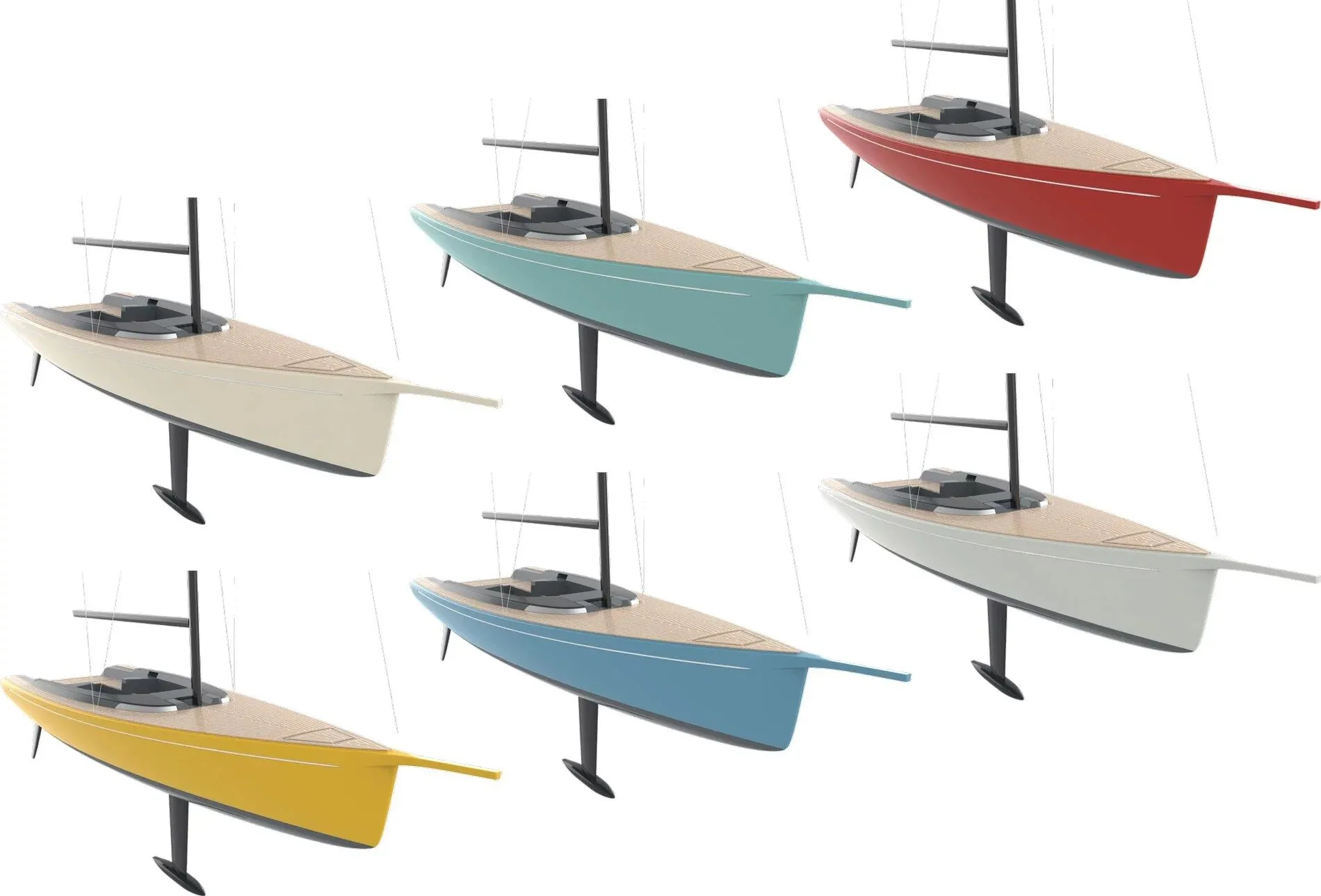 AI image of six Tofinou 7.9 in different colours